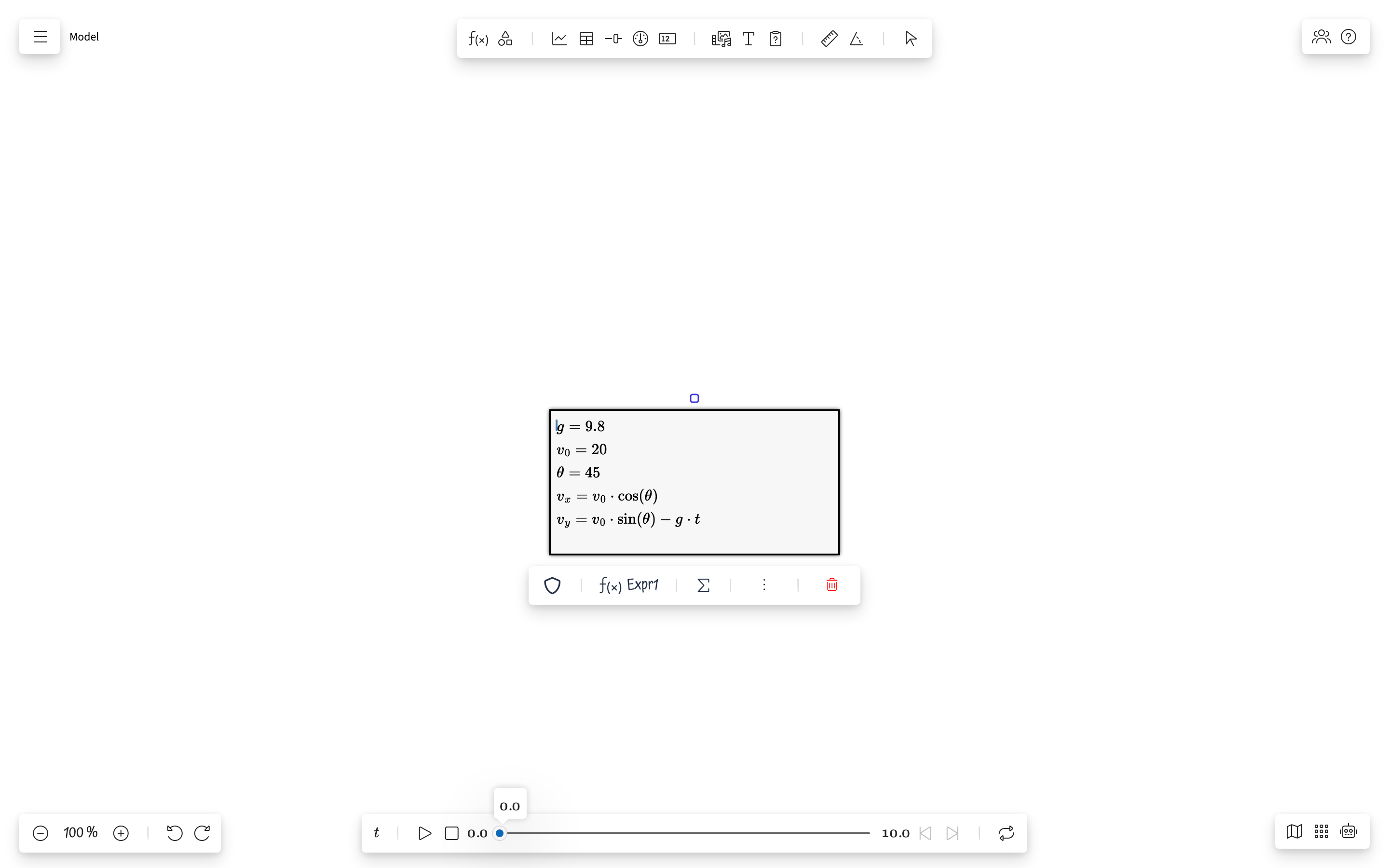Expression shape selected with toolbar visible
